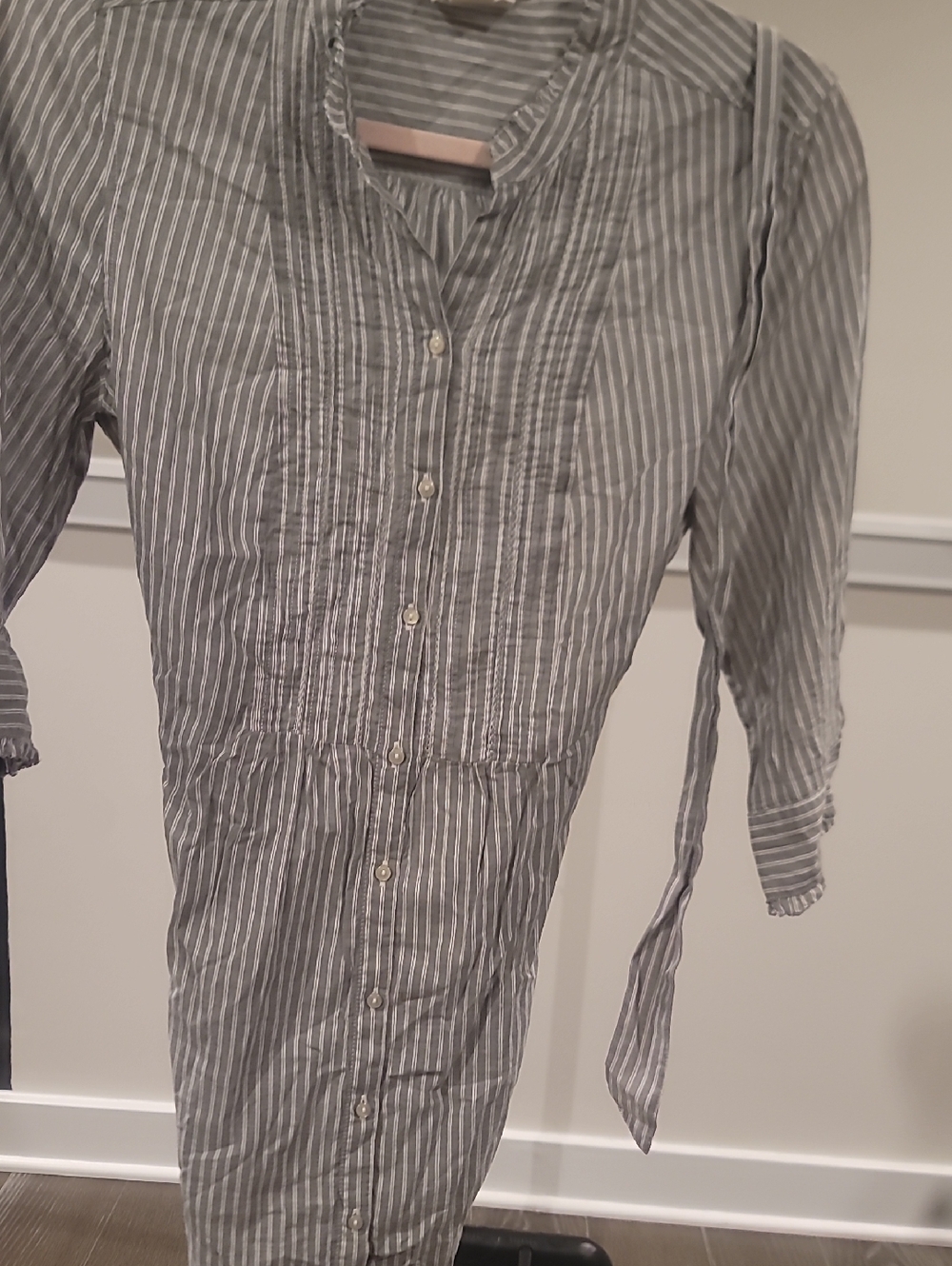 Converse One Star Gray and White Striped Top
